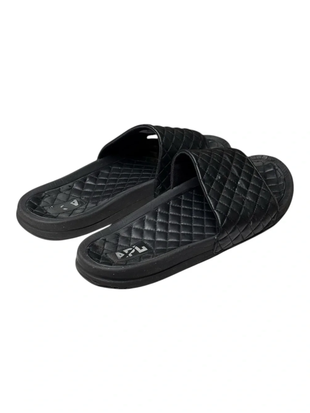 APL 𖤐 Lusso Quilted Nappa Leather Beach Athletic Pool Slide Sandal 𖤐 Black 𖤐 14